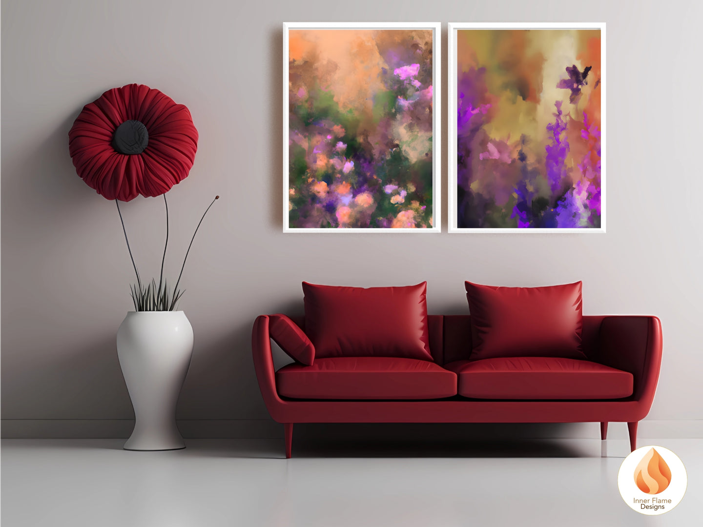 Enchanting Flower Artwork for Modern Home Design | Triptych Artwork